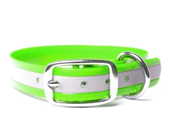 Biothane_collar_deluxe_reflect_green_gold_small_web