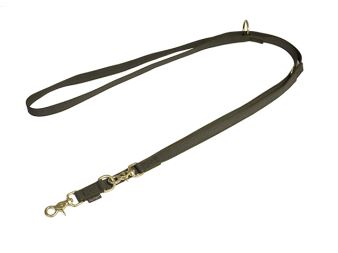 Mystique® Rubbered leash adjustable 15mm khaki 300cm brass trigger s.hook