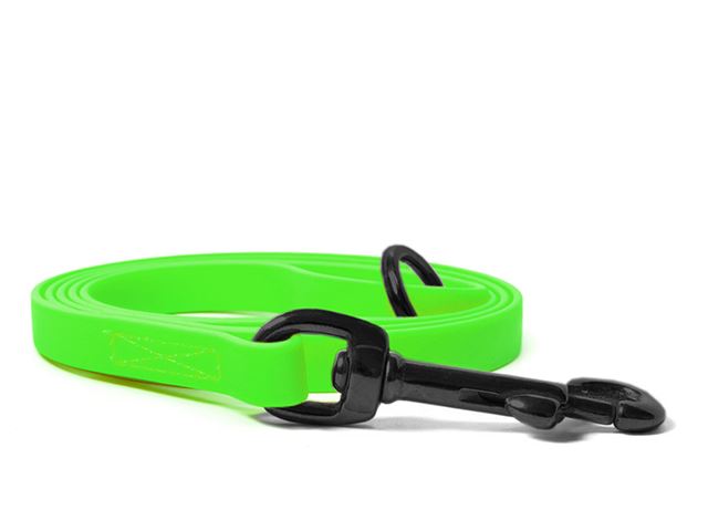 Biothane_leash_9_13mm_sewn_neon_green_black_snap_hook_small_web
