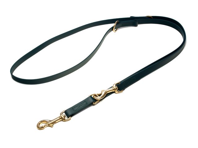 Biothane_adjustable_leash_sewn_green_brass_snap_hook_small_web