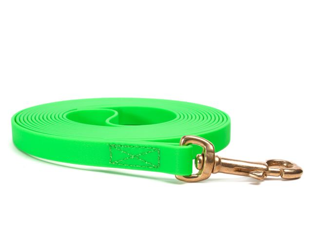 Biothane_tracking_leash_sewn_neon_green_brass_snap_hook_small_web