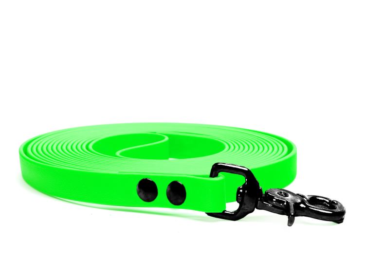 Biothane_tracking_leash_19mm_revited_neon_green_black_trigger_big_web