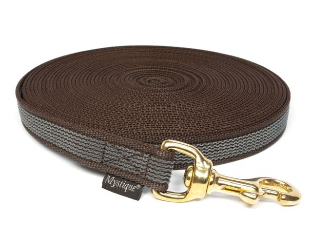 Rubbered tracking leash 20mm solid brass brown