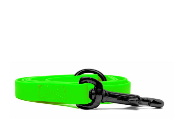Biothane_leash_16_19mm_sewn_neon_green_black_snap_hook_small_web