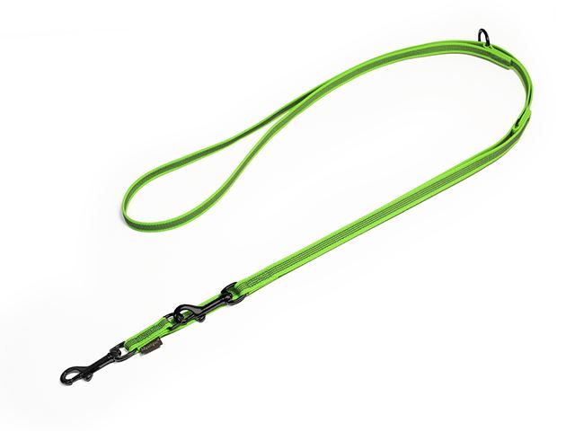 Rubbered_adjustable_leash_15mm_black_snap_hook_neon_green_small_web
