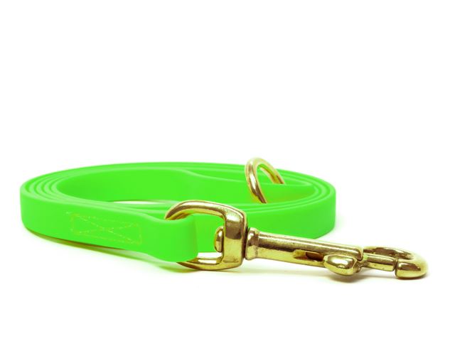 Biothane_leash_9_13mm_sewn_neon_green_brass_snap_hook_small_web