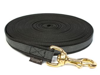 Rubbered tracking leash 20mm solid brass black (1)