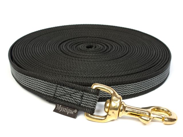 Rubbered tracking leash 20mm solid brass black