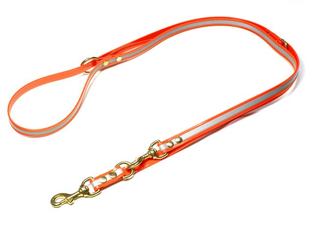 Biothane_adjustable_leash_brass_gold_reflective_orange_19mm_small_web