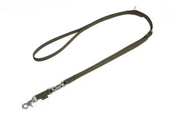Mystique® Rubbered leash adjustable 12mm khaki 200cm rust-proof trigger