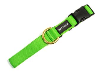 Nylon collar profi 30mm solid brass neon green detail (1)