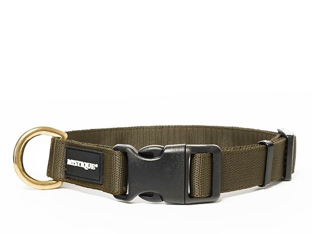 Nylon collar profi 30mm solid brass khaki