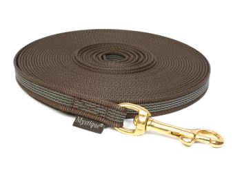 Rubbered tracking leash 15mm solid brass brown