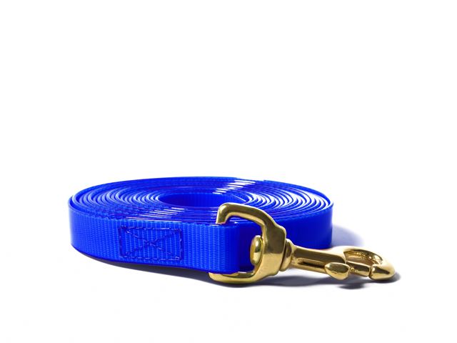 Biothane_tracking_leash_sewn_16-19mm_brass_snap_hook_gold_blue_small_web