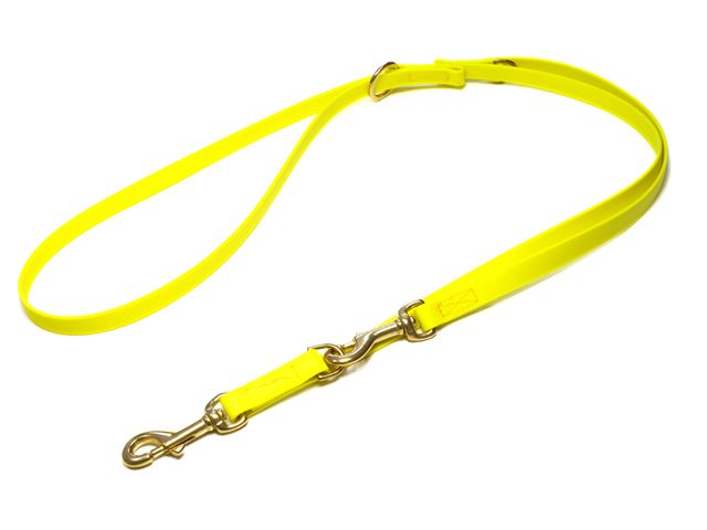 Biothane_adjustable_leash_sewn_neon_yellow_brass_snap_hook_small_web