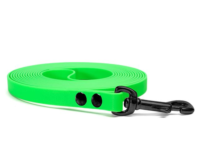 Biothane_tracking_leash_16_19mm_revited_neon_green_black_snap_hook_big_web
