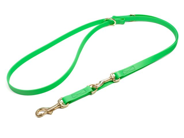 Biothane_adjustable_leash_sewn_neon_green_brass_snap_hook_small_web