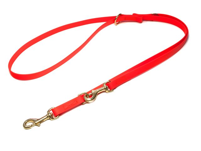 Biothane_adjustable_leash_sewn_neon_orange_brass_snap_hook_small_web