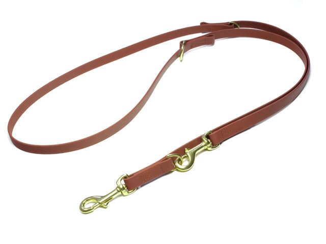 Biothane_adjustable_leash_sewn_light_brown_brass_snap_hook_small_web