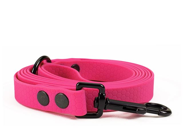 Hexa_leash_16_19mm_neon_pink_riveted_black_snap_hook_small_web