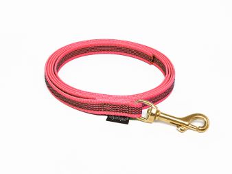 Mystique® Pogumované vodítko 12mm neon ružová 3m bronz. karabina