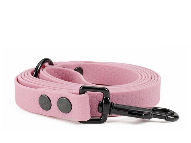 Hexa_leash_16_19mm_pastel_pink_riveted_black_snap_hook_small_web