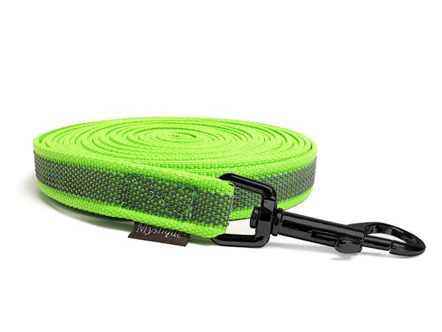 Rubbered_tracking_leash_20mm_black_snap_hook_neon_green_small_web