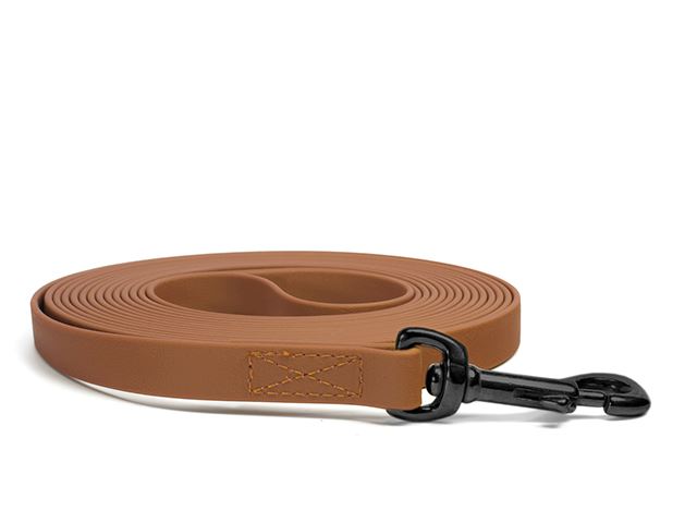 Biothane_tracking_leash_19mm_sewn_light_brown_black_snap_hook_small_web