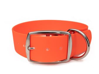 Mystique® Biothane Halsband deluxe 38mm neon orange 60-70cm rostfrei
