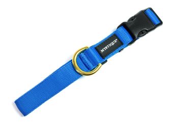 Nylon collar profi 25mm solid brass blue detail (1)