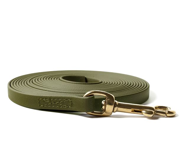 Biothane_tracking_leash_brass_snap_hook_13mm_sewn_khaki_small_web kopie