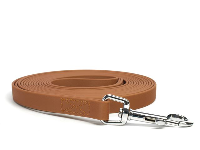 Biothane_tracking_leash_sewn_light_brown_snap_hook_small_web
