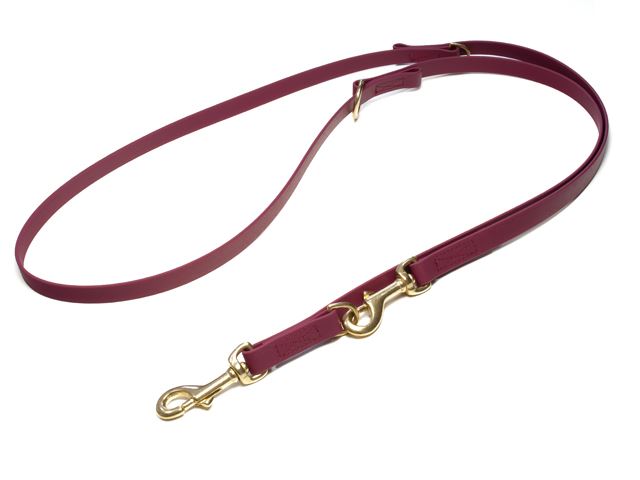 Biothane_adjustable_leash_sewn_wine_red_brass_snap_hook_small_web