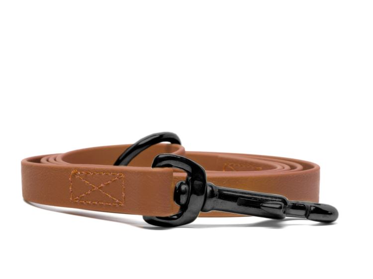 Biothane_leash_16_19mm_sewn_light_brown_black_snap_hook_small_web
