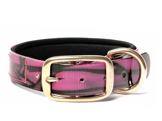 Mystique® Biothane collar deluxe neoprene 19mm camo pink gold 40-48cm ...